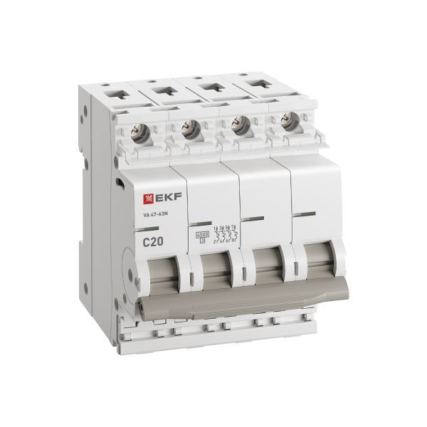 Выключатель автоматический 4п C 20А 4.5кА ВА 47-63N PROxima EKF M634420C в интернет-магазине Рэмкабель