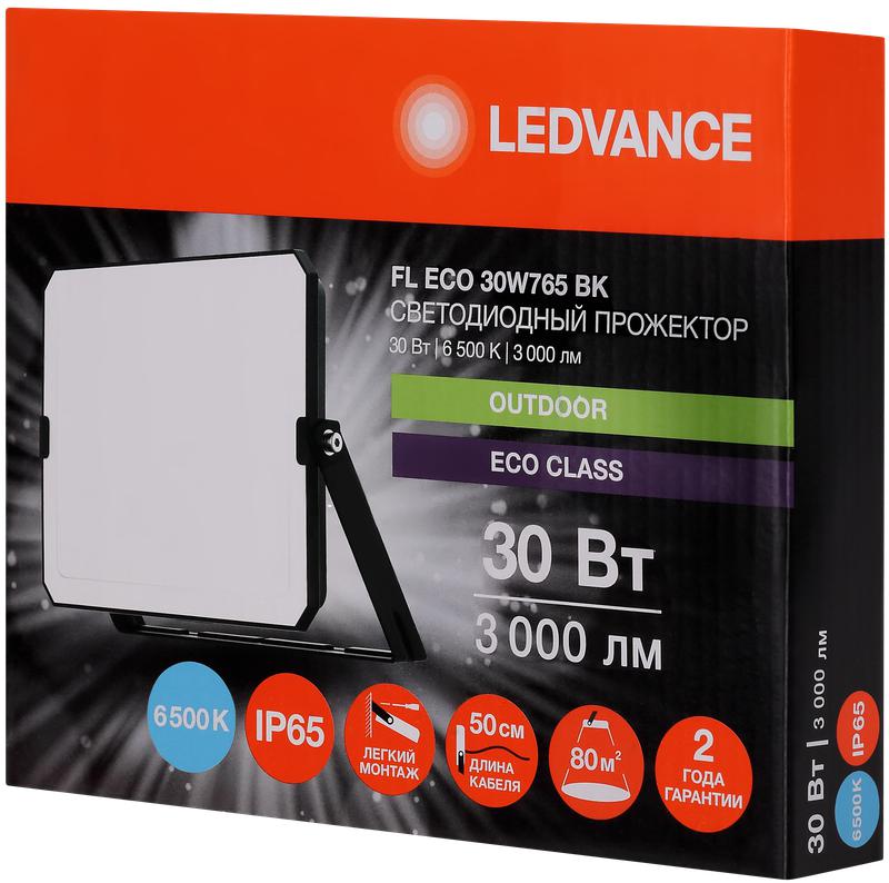 Прожектор светодиодный СДО FL ECO 30W 765 G4 уличный матов. стекло алюм. черн. LEDVANCE 4099854400094 в интернет-магазине Рэмкабель