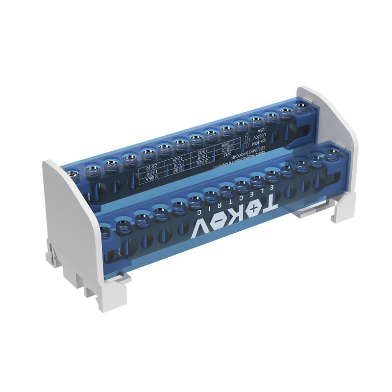 Шина на DIN-рейку в корпусе (кросс-модуль) 2 группы по 15 отверстий 125А TOKOV ELECTRIC TKE-DBTB-125-2-15/L+PEN в интернет-магазине Рэмкабель