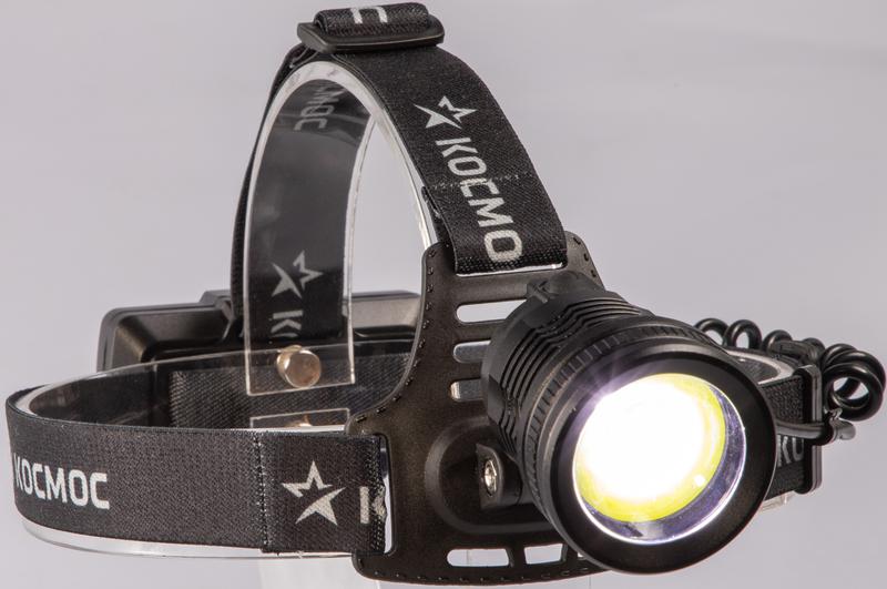 Фонарь налобный аккум. 10Вт P50 LED/Li-ion18650 2х1000мА.ч алюм. КОСМОС KOC855Lit в интернет-магазине Рэмкабель