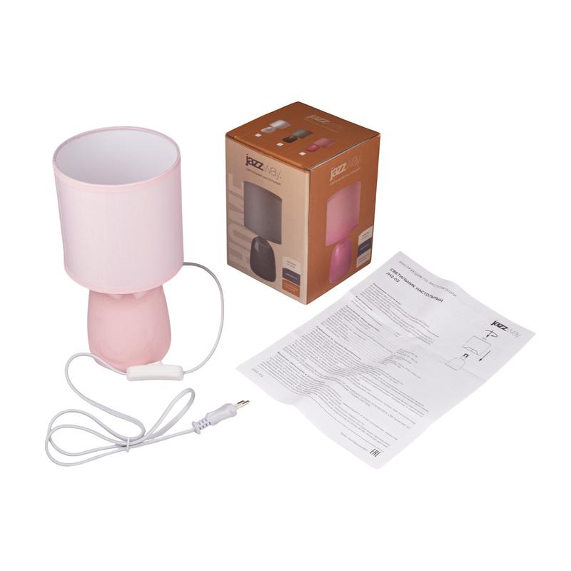 Светильник настольный JH2-02-pk E14 IP20 130х130х255мм керамика; ткань; PVC-пластик роз. JazzWay 5062337 в интернет-магазине Рэмкабель