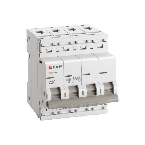 Выключатель автоматический 4п C 20А 4.5кА ВА 47-63N PROxima EKF M634420C в интернет-магазине Рэмкабель