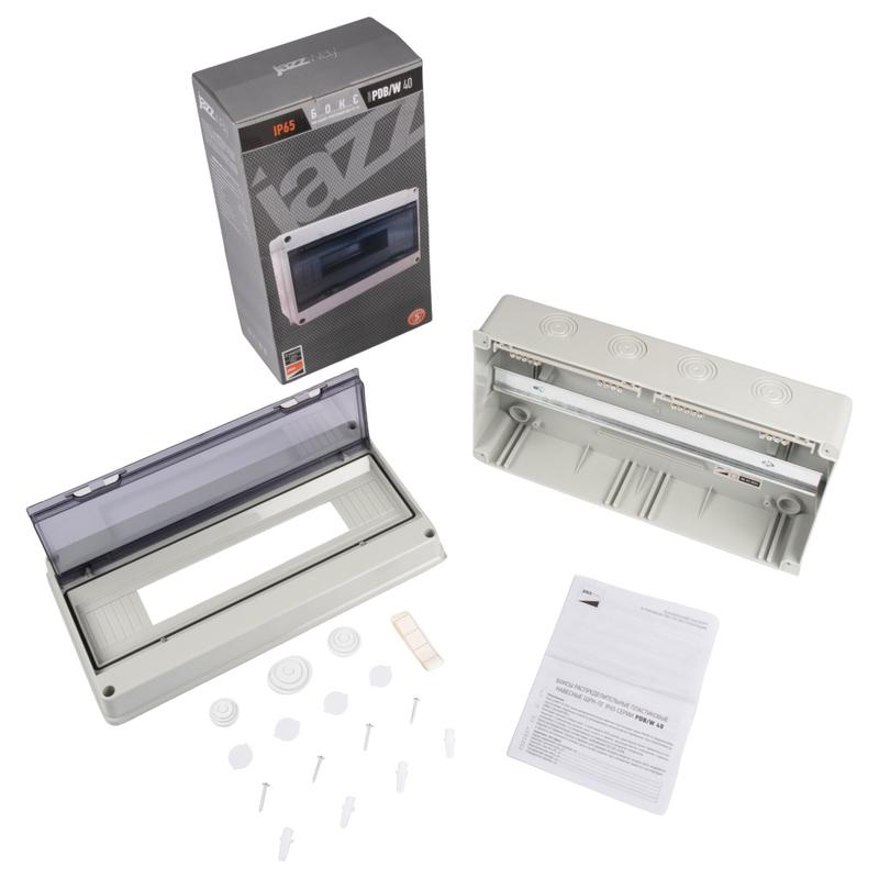 Бокс модульный накладной PDB/W 4018 GR (ЩРН-ПГ-18) IP65 пластик. Pro JazzWay 5072121 в интернет-магазине Рэмкабель