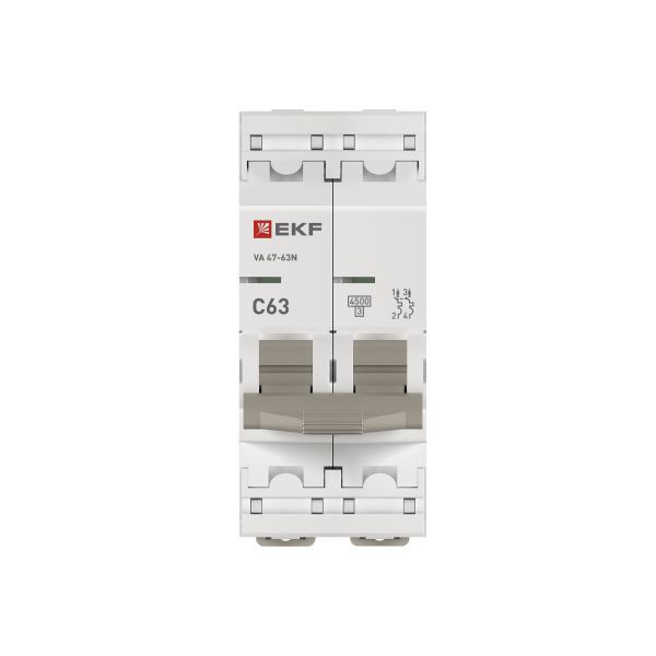 Выключатель автоматический модульный 2п C 63А 4.5кА ВА 47-63N PROxima EKF M634263C в интернет-магазине Рэмкабель