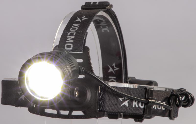 Фонарь налобный аккум. 10Вт P50 LED/Li-ion18650 2х1000мА.ч алюм. КОСМОС KOC855Lit в интернет-магазине Рэмкабель