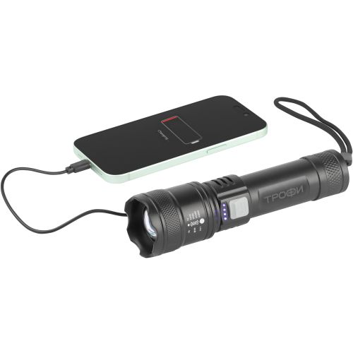 Фонарь светодиодный UA-103 аккумуляторный 7Вт оптический Zoom 3 режима powerbank Трофи Б0069800 в интернет-магазине Рэмкабель