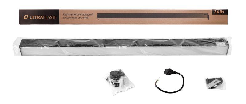 Светильник светодиодный офисный LPL-6009 900х55х55 36Вт 4000К LED черн. Ultraflash 15547 в интернет-магазине Рэмкабель